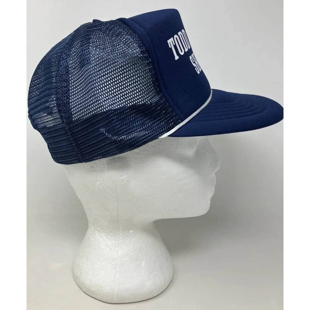 Vintage Todd Shipyards Mesh Back‎ Foam Panel Snapback Trucker Hat Navy Blue